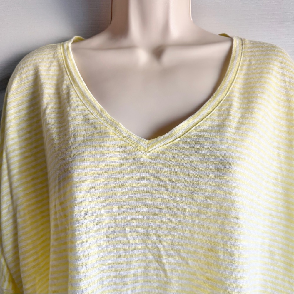 Chico’s Linen Stripe Drop Shoulder 3/4 Sleeve Top 3 - Picture 3 of 9